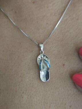 Sterling Silver Opal Slipper Pendant